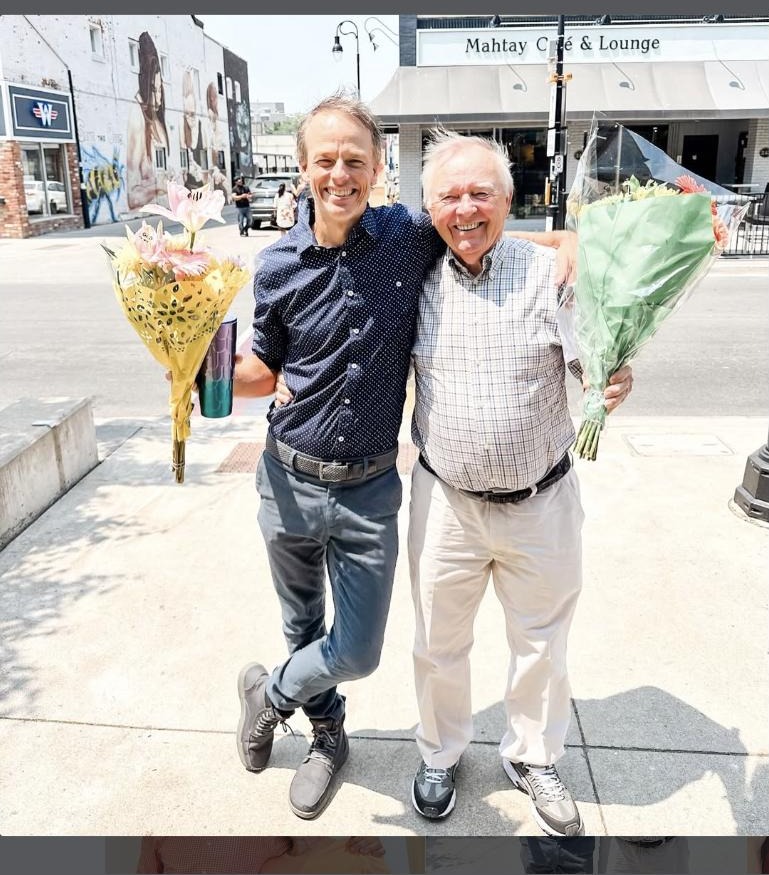 Dr. Richard Houghton celebrating Father's Day on Welland's Main Street